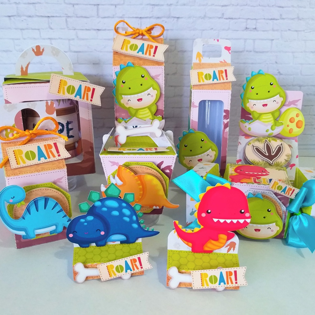 Kit Caixinhas Lembrancinha Personalizada Dinossauro Baby Aniversario Festa Infantil