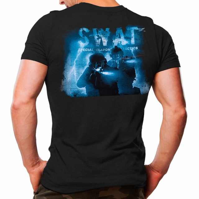 Camiseta Militar Estampada Swat SP - Preta