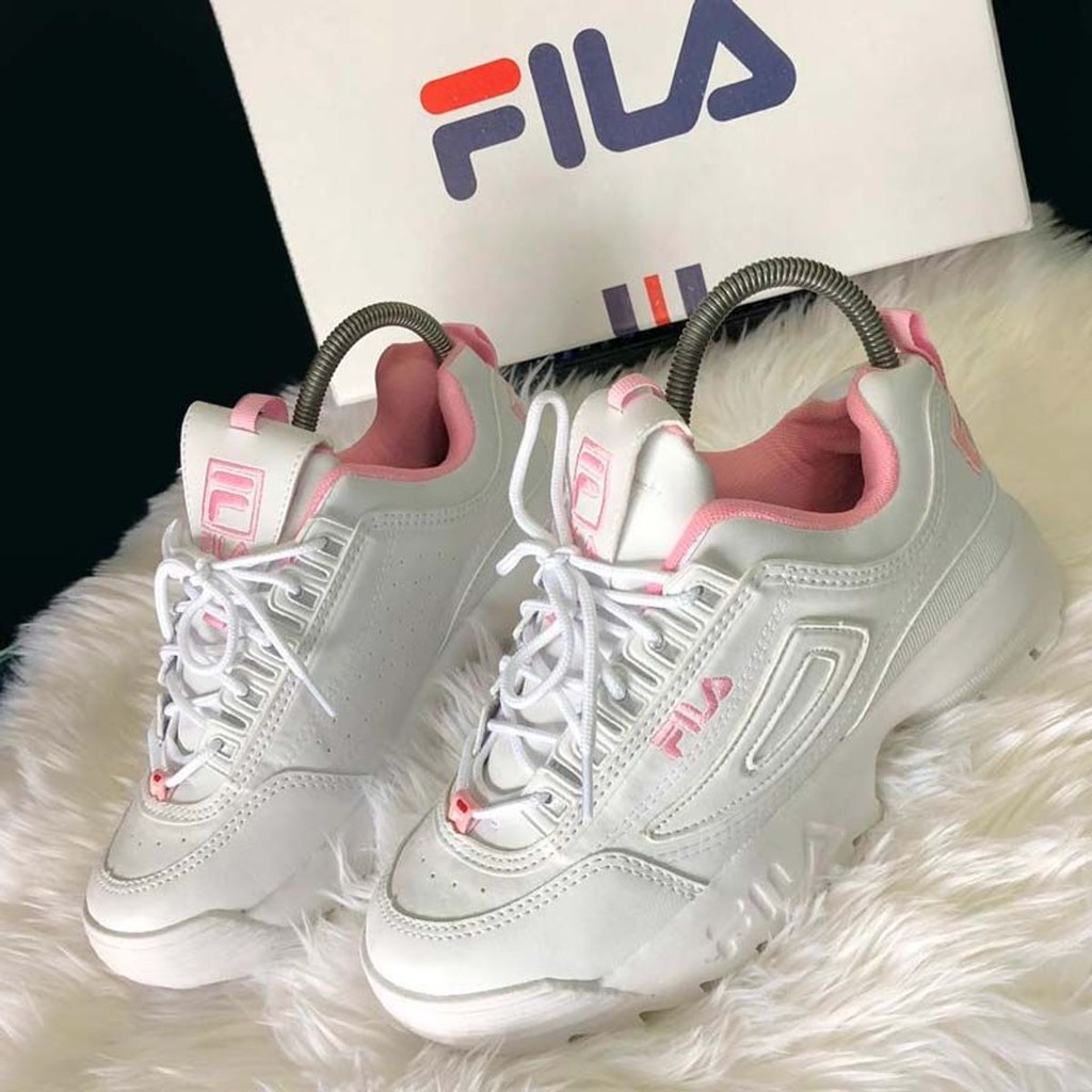 tênis fila disruptor branco com rosa