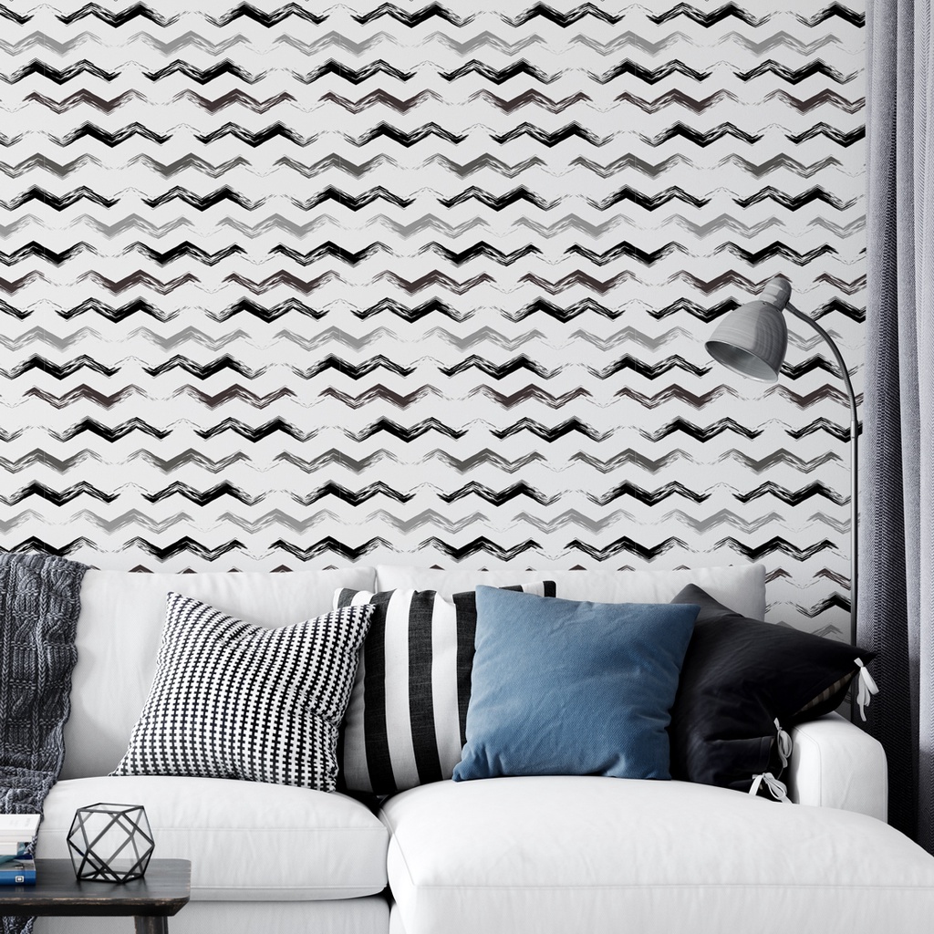 Papel de Parede Pincelado Chevron (Tons de Cinza)