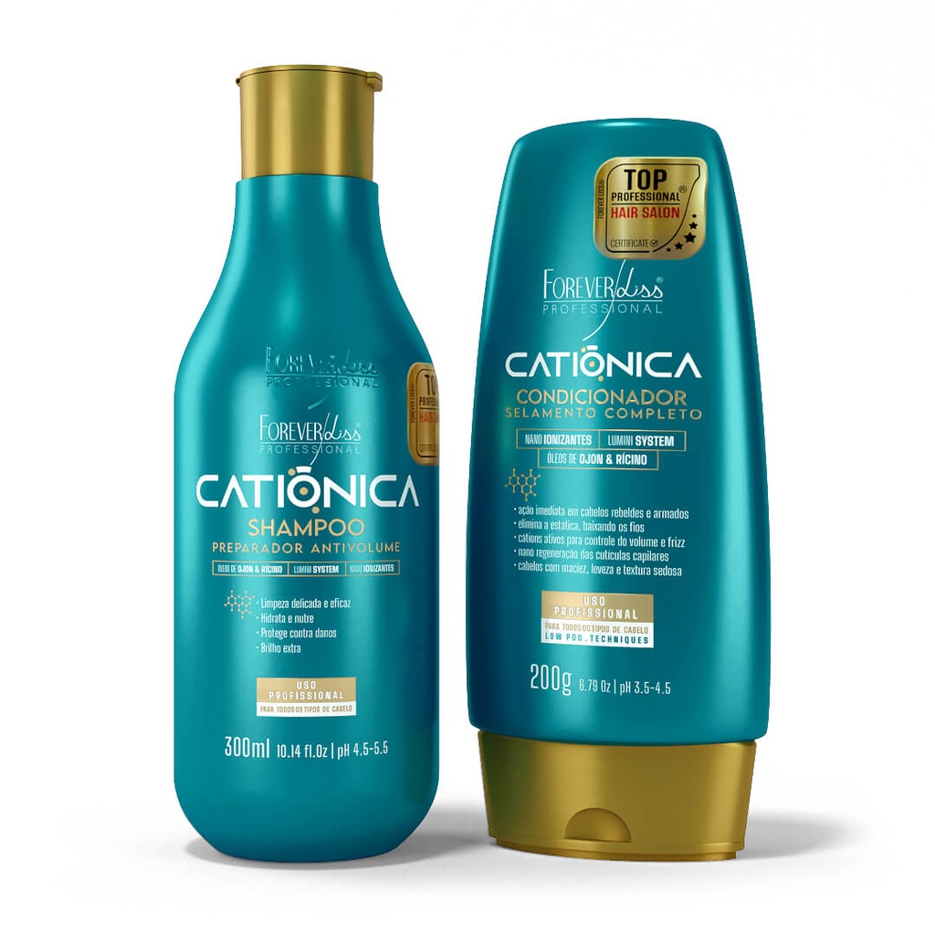 Kit Shampoo e Condicionador Catiônica Forever Liss