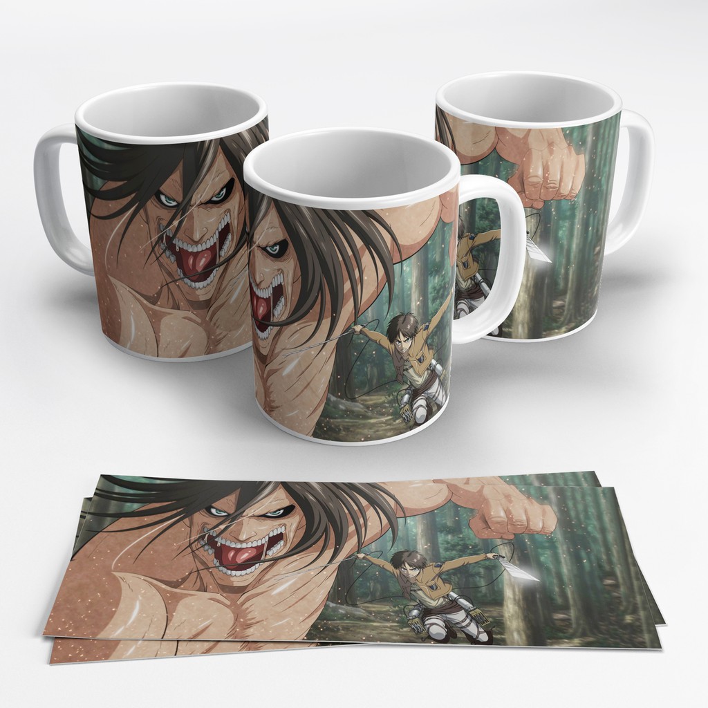 Caneca Attack On Titan Shingeki no Kyojin Personalizada de Porcelana Titã de Ataque Eren Titã Encouraçado