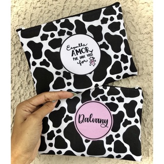 Necessaire Personalizada c/ Nome Tema Vaquinha - Tamanho 14x19