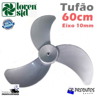 Hélice Tufão Lorensid 60cm 60 3 Pás Eixo 10mm Prata Original