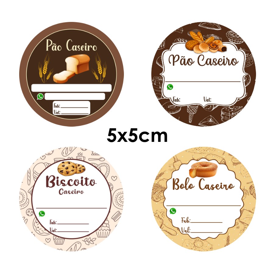 50 Adesivos Para Pão Caseiro Bolo ou Biscoito 5x5cm Shopee Brasil