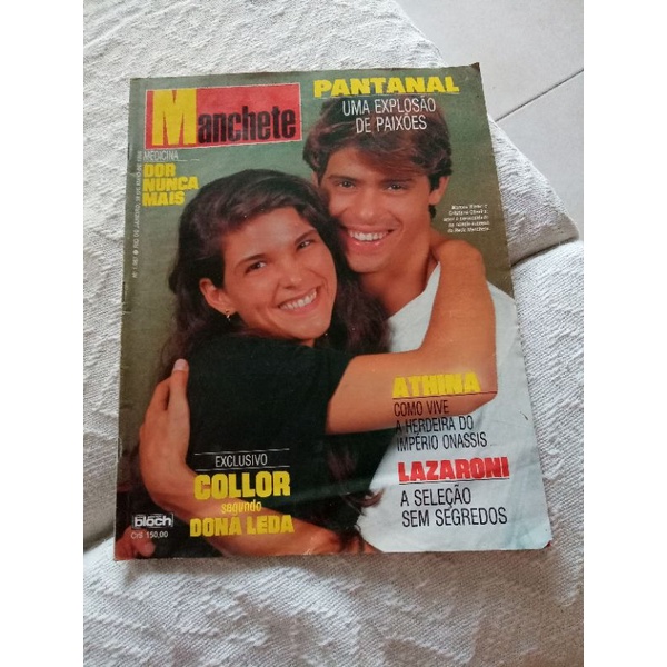 Revista Manchete Pantanal Cristina Oliveira Marcos whinter Athina Onassis Stephane Mônaco Travolta seleção brasileira Brigitte Bardot Roberto Carlos