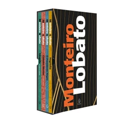 Livro Box Monteiro Lobato com 4 livros e marcadores de páginas