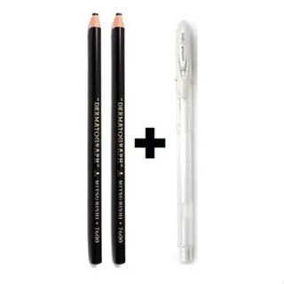 Kit 2 lápis dermatográfico Mistsubishi 7600-preto + 1 caneta gel Angelic Colour-branca em Oferta na Shopee