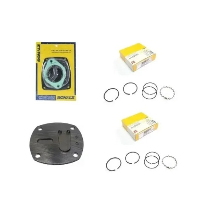 Kit 02 Aneis,01 Junta,01 Placa Compressor Schulz Csv 10 Pro