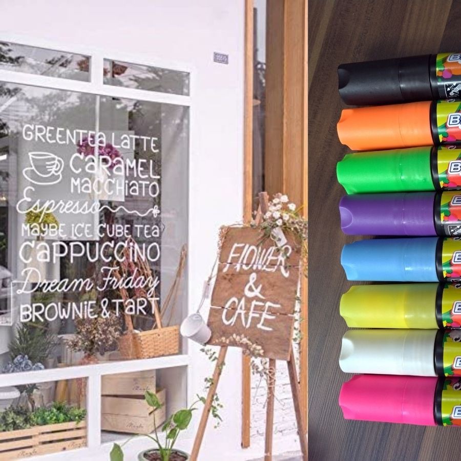 Caneta Giz Liquido Ponta Grossa Vidro de Carro Vitrine Lousa Neon BRW 25g em Oferta na Shopee