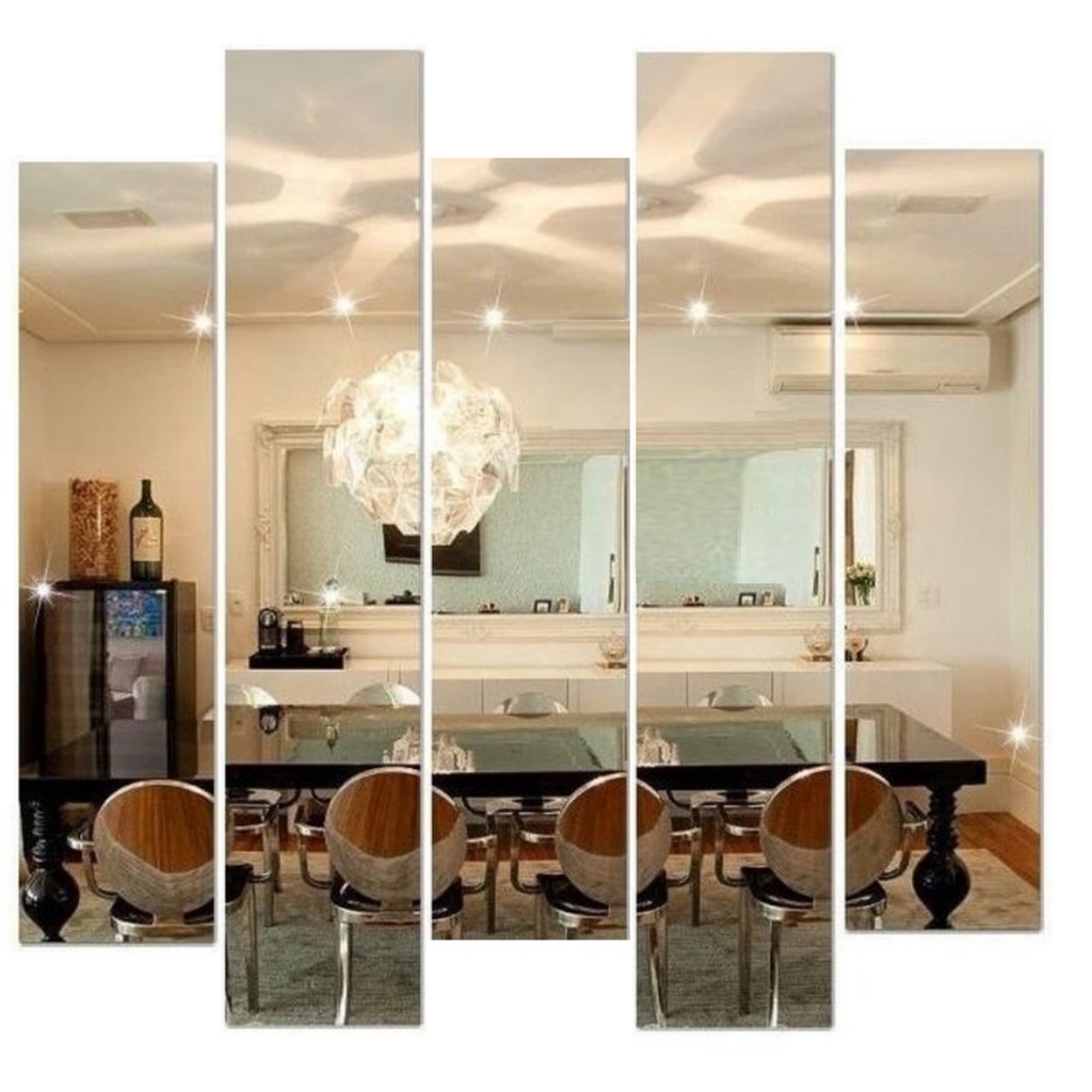 Espelho Decorativo  Retangular Kit 5 Peças Vidro Cristal Reflete IMÁGEM Perfeita em Oferta na Shopee