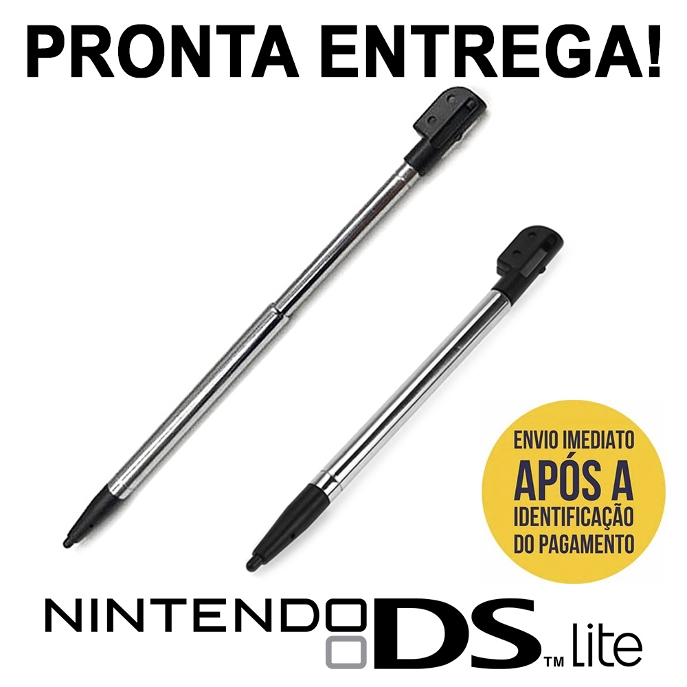 Caneta Stylus Retratil Metal Preta Touch Screen Nintendo Ds Lite!