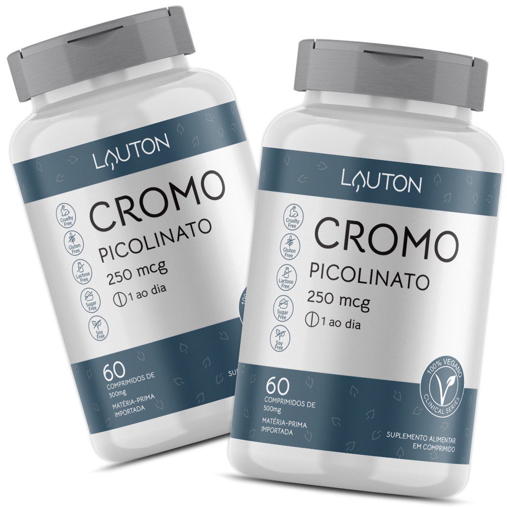 Cromo Picolinato 250mcg Premium Vegano Lauton 60 comp - Kit 2