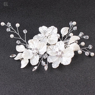 (Cl) Presilha De Cabelo Com Pérolas De Cristal De Noiva / Acessório De Cabelo De Luxo (Wm)