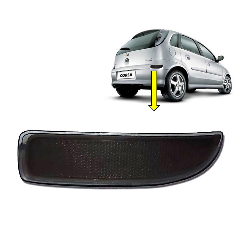 Refletor Para-choque Traseiro Chevrolet Corsa Hatch 2003 à 2014 Fumê Lado Direito do Passageiro