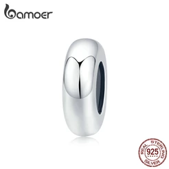 Bamoer Espaçador Simples Bead Fit Para 925 Prata Original Charm Bracelet Diy Scc1450