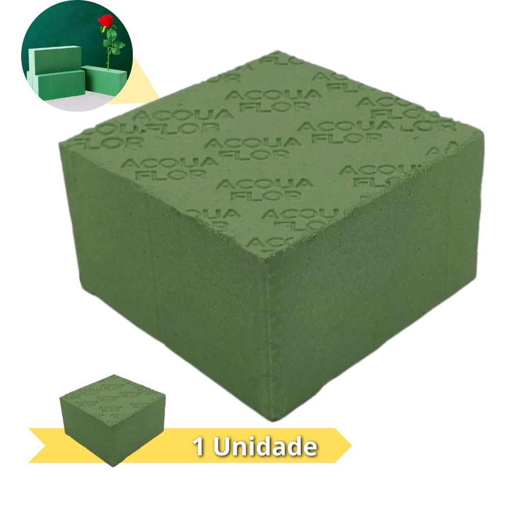 Espuma Floral Para Arranjos de Flores Alta Absorção e Retenção 15x15x9cm - 1 Unidade em Oferta na Shopee