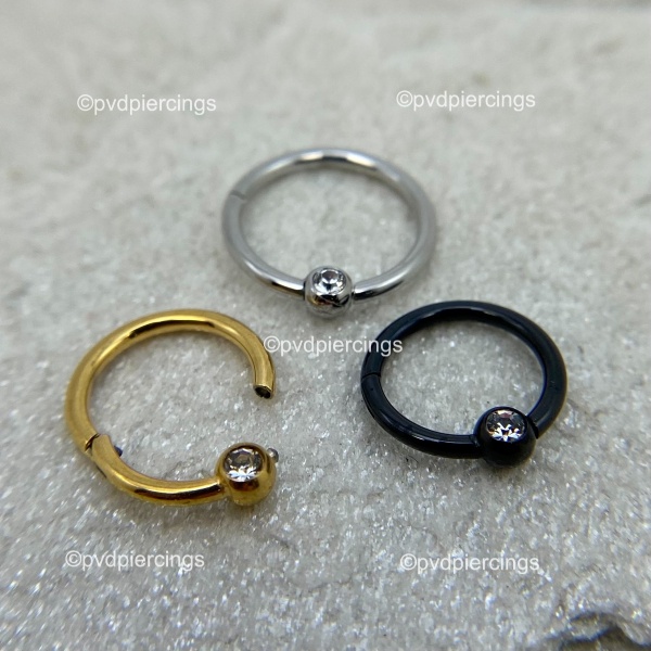 Piercing Argola Articulada Captive com Zircônia Orelha Argola Conch Aço Helix Cartilagem Daith Tragus Rook Clicker