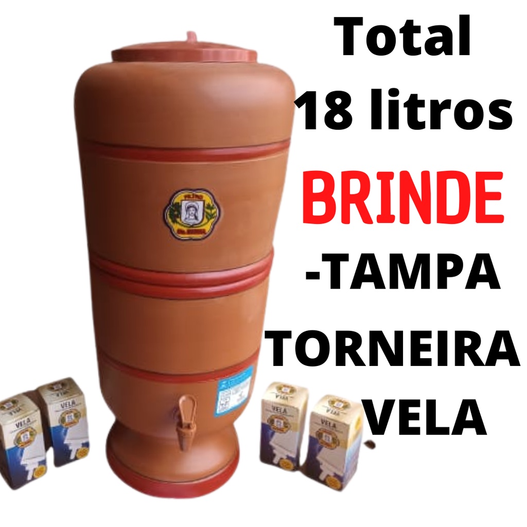 Filtro de barro Grande 18 Litros Sta Marina 4 Velas com boias