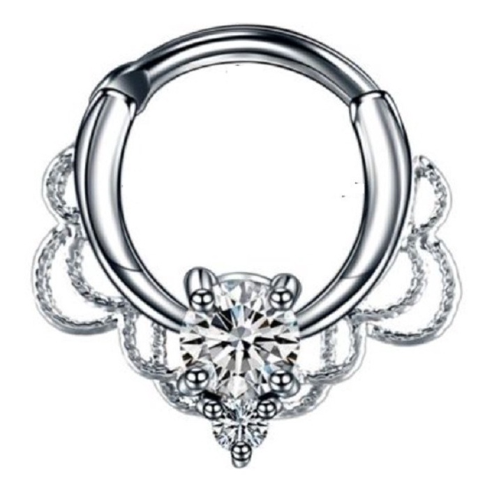 Piercing Para Nariz Septo Indiano Prata Pedra Zirconia em Oferta na Shopee