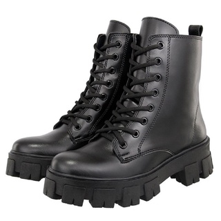 Bota Coturno Feminino Moderna Tratorada Zíper Lateral em Oferta na Shopee