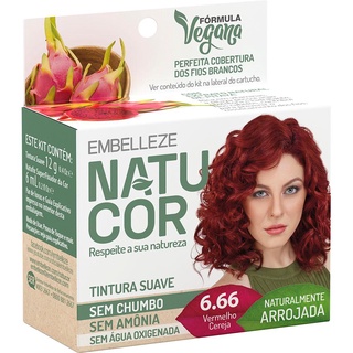 Tinta de cabelo natucor naturalmente arrojada vermelho cereja 6.66