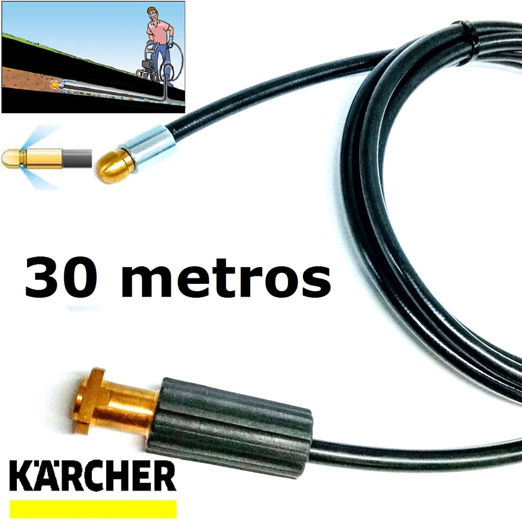 Mangueira desentupidora de tubulação para Karcher 30 Metros  - k1 , k2 , k3 , k4 , k5