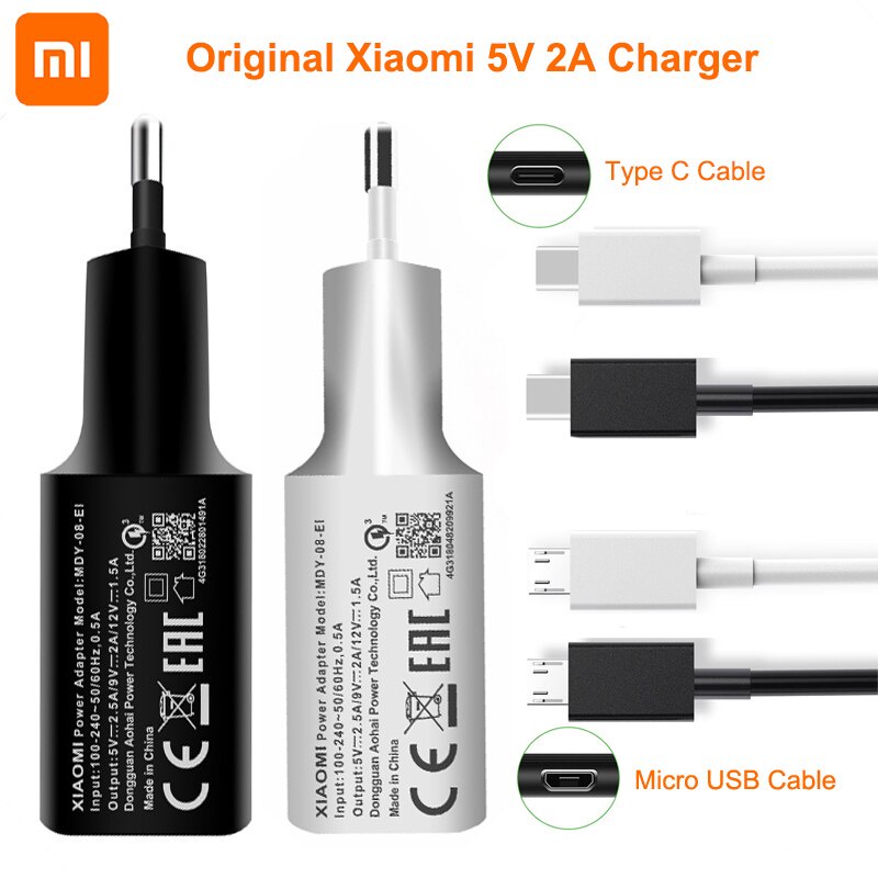 Carregador Original Xiaomi EU Adaptador Micro USB Tipo C Cabo De Dados ...