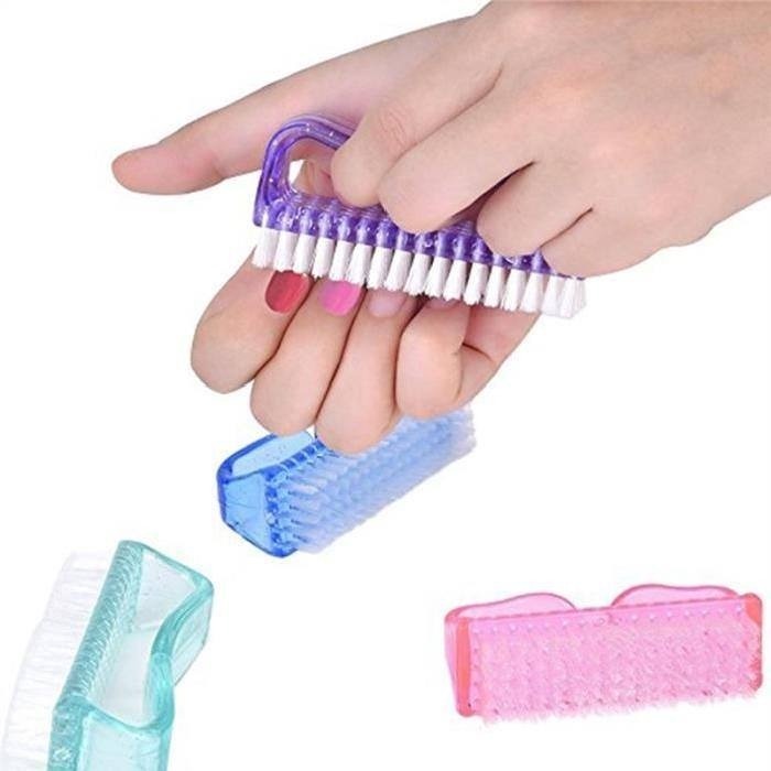 KIT 10 Escovinha Acrílica Para Limpeza De Unhas Higiene Multiuso Alça Anatomica