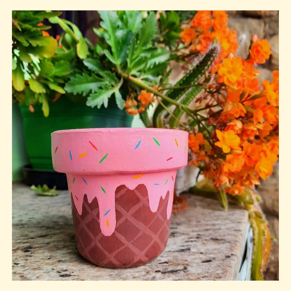 Vaso de barro personalizado - Vaso Sorvetinho