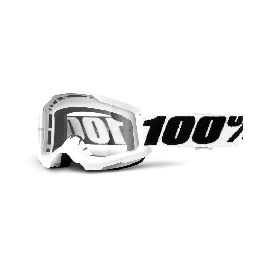 100% Strata 2.0 Motocross Mx Óculos De Bike Mtb Preto Transparente/Lentes Espelhadas 