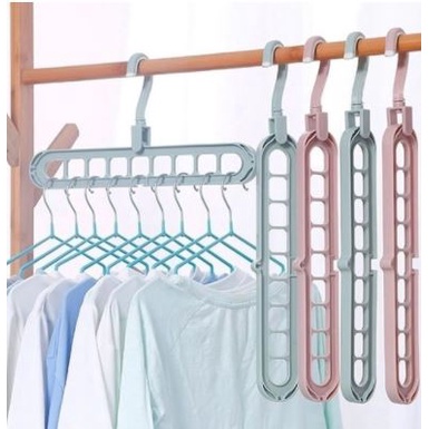 Kit 3 Cabides Mágico Organizador 9 Divisórias Furos Dobrável Ganha Espaço