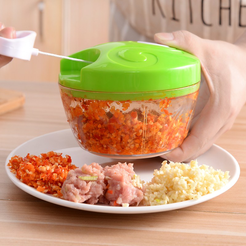 Processador Manual Alimentos Mini Triturador Cortador Alho Legumes 3 Lâminas