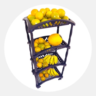 Fruteira De Chão De Plástico Multiuso Organizador Vertical Com Rodinhas Telada 4 Bandejas Preto em Oferta na Shopee