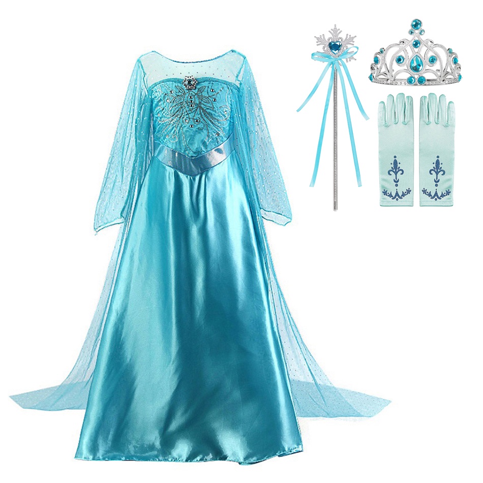 Princesa Elsa Vestido Para Meninas De Festa De Carnaval Cosplay Manga Longa Camisa De Neve Congelada Rainha Vestidos em Oferta na Shopee
