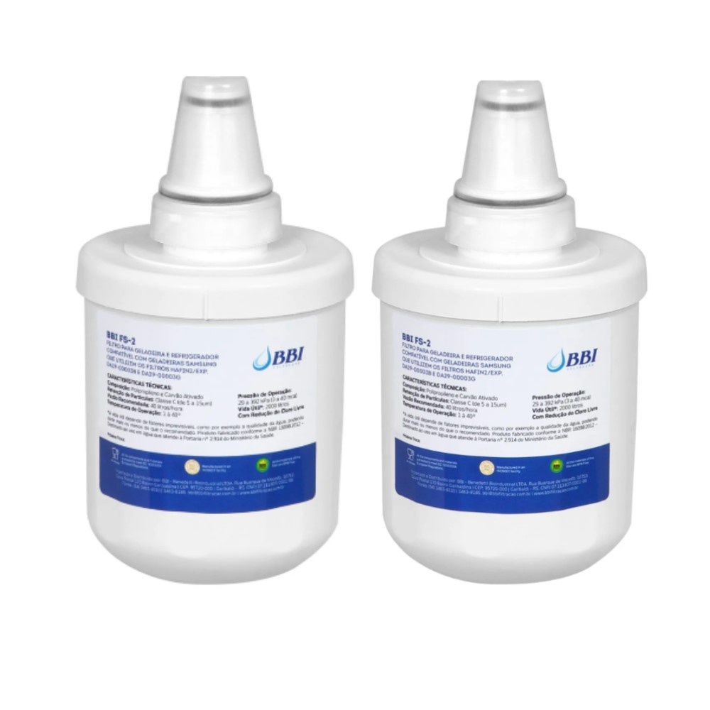 Kit 2 Filtro Interno BBI FS-2 Geladeira Refrigerador Samsung HAFIN2/EXP Da29-000