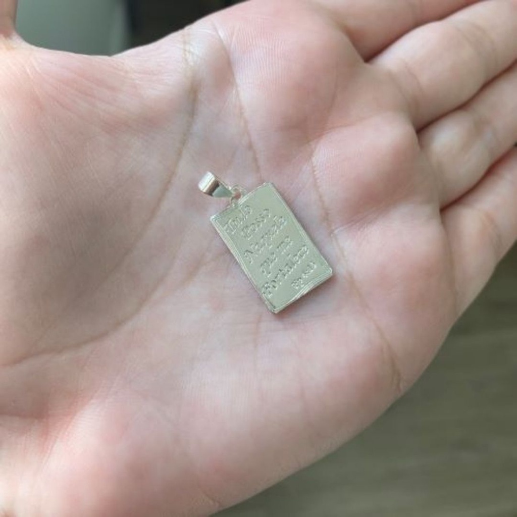 Pingente Masculino De Prata 925 Placa O Senhor é meu Pastor Banho a Prata 925 Italiana
