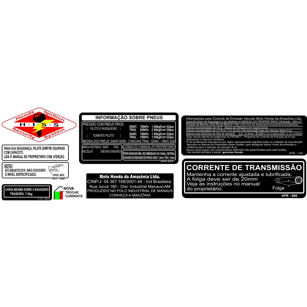 Kit Completo Compatível ADESIVO DE Advertência moto 300cc Ano 2013 em Oferta na Shopee