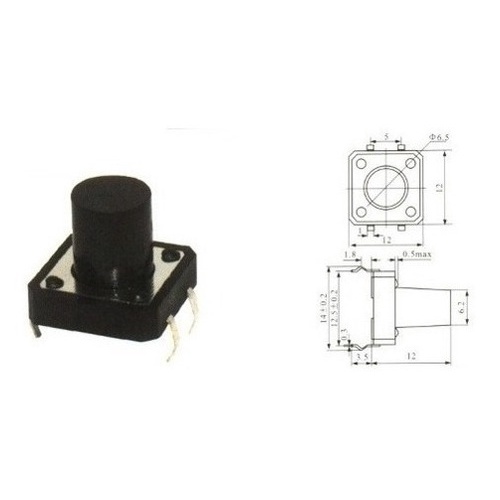 500 Peças - Chave Tactil 12x12x12mm 4t 180 Graus