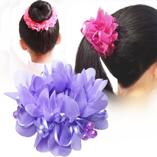 Princesa Pérola Gaze Anel De Cabelo Bola Cabeça Dança Desempenho Pulso Flor Acessórios Para O Menina Bobina Corda em Oferta na Shopee