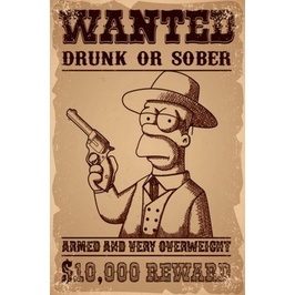 Poster Homer Simpson -  Cartaz Procurado Homer Simpson - Variados - Poster Duff Beer