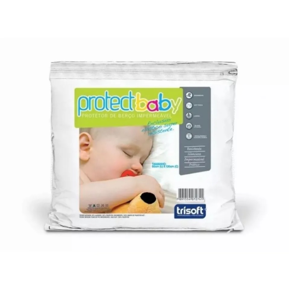 Protetor Colchão Berço 1,30 X 0,70 X 15 Bebe Antialérgico Impermeável com Elástico Confortável Não Faz Barulho Não Molha