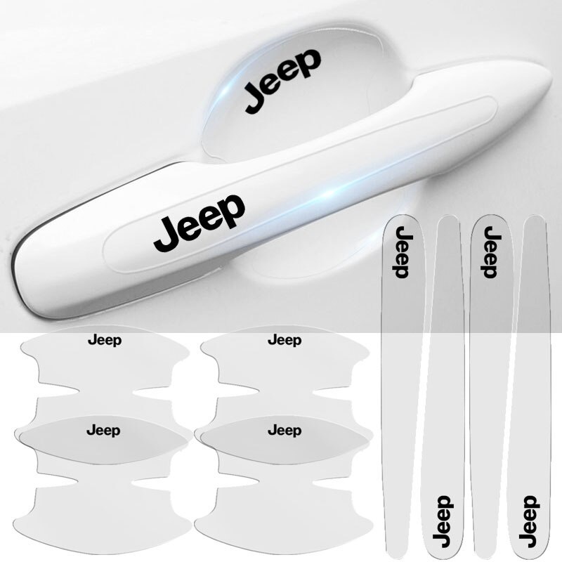 8Pcs Para Jeep Transparente Adesivos Maçaneta Da Porta Do Carro Proteger o Punho Do Carro Anti Protetor De Arranhões Para Jeep Renegade Compass 2023 Willys Wrangler jk Grand Cherokee