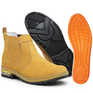Bota Botina Resistente Couro Legitimo Trabalho+ Palmilha Gel Polo Art Ref:NP020