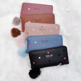 carteira feminina + alça de mão porta celular, cartão, documento, moeda, detalhes em coração em Oferta na Shopee