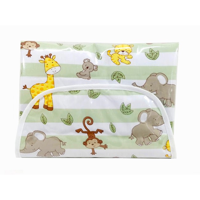 Trocador De Fraldas Portátil Estampa Verde Safári Bichinhos Metragem 70 cm x 50 cm