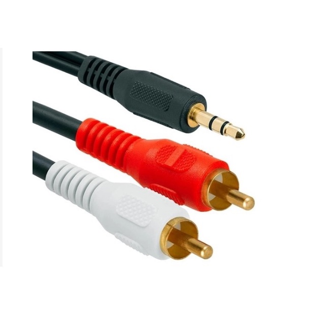 Cabo Auxiliar 1 P2 Macho X 2 Rca Macho Audio 2m P/ Som Tv Home Theater Audio Video- 1p2+