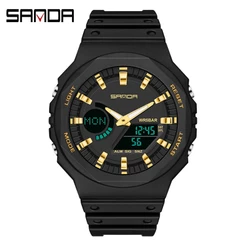 Sanda Relógio De Pulso Feminino Com Display Duplo/Esportivo/Multifuncional/Moderno/De Luxo 6016-5