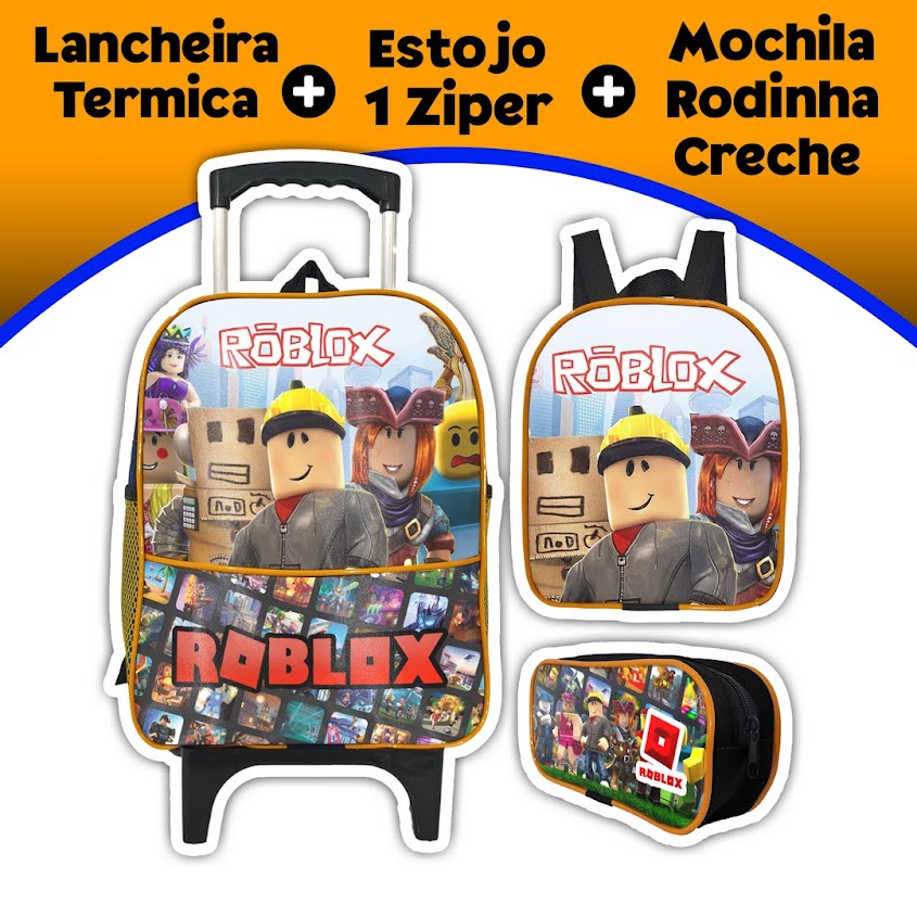 Conjunto de mochila e lancheira para estudantes de desenho animado Roblox -  Escorrega o Preço