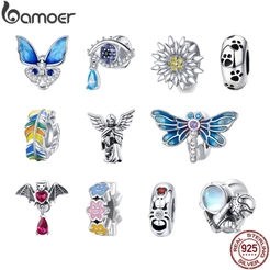 Bamoer Hot Sale Encantos Stopper Real 925 Contas De Prata Fit Pulseira Acessórios De Moda Com Círculo De Silicone